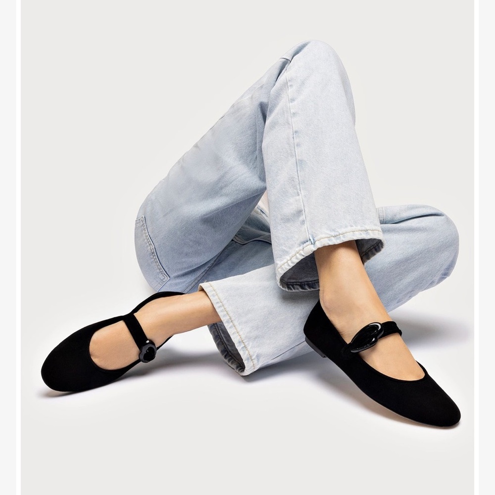 Larroude Verona Suede leather Mary Jane Flats - Picture 2 of 12